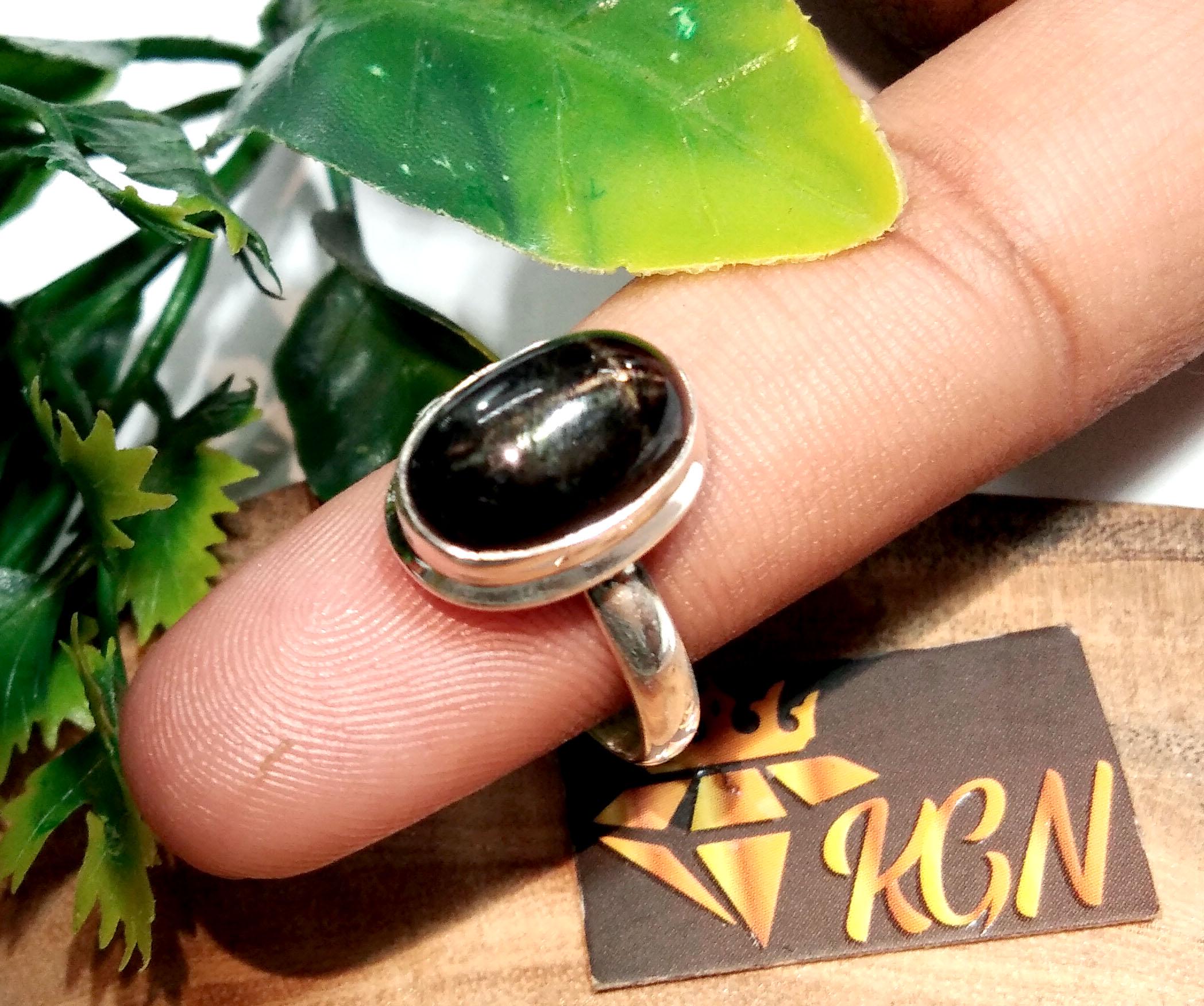 Natural Black Star Gemstone Ring, Solid 925 Starling Silver Ring, Amazing Black Star Stone Size 13x8 mm Handmade Ring, Gift Birthday Ring